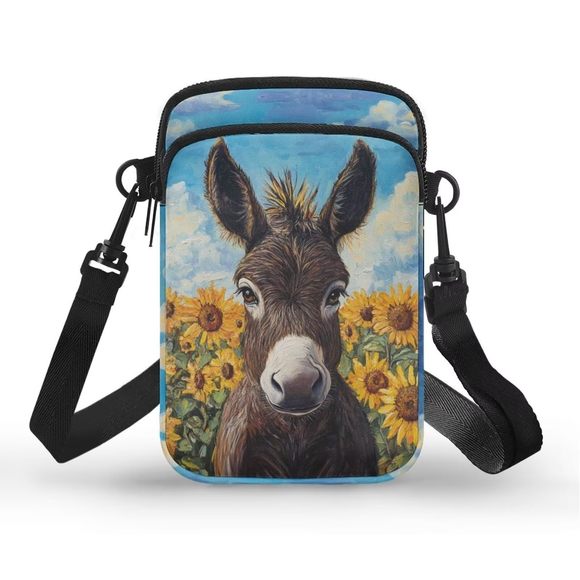 Sunflower Donkey Phone Purse Small Crossbody Bag Over Shoulder V :v - Picture 1 of 6